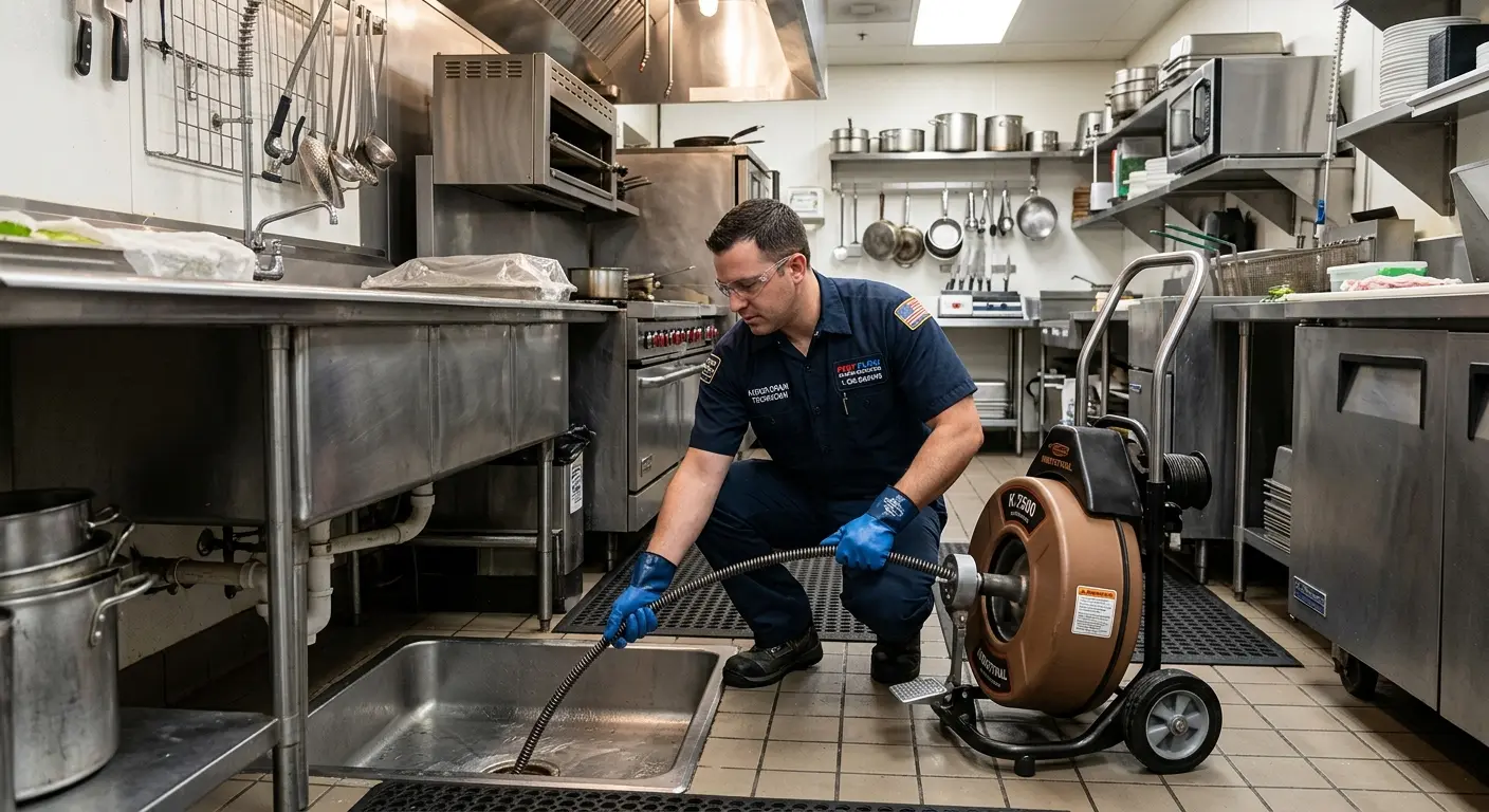 Commercial drain cleaning service in a restaurant kitchen in Terre Haute