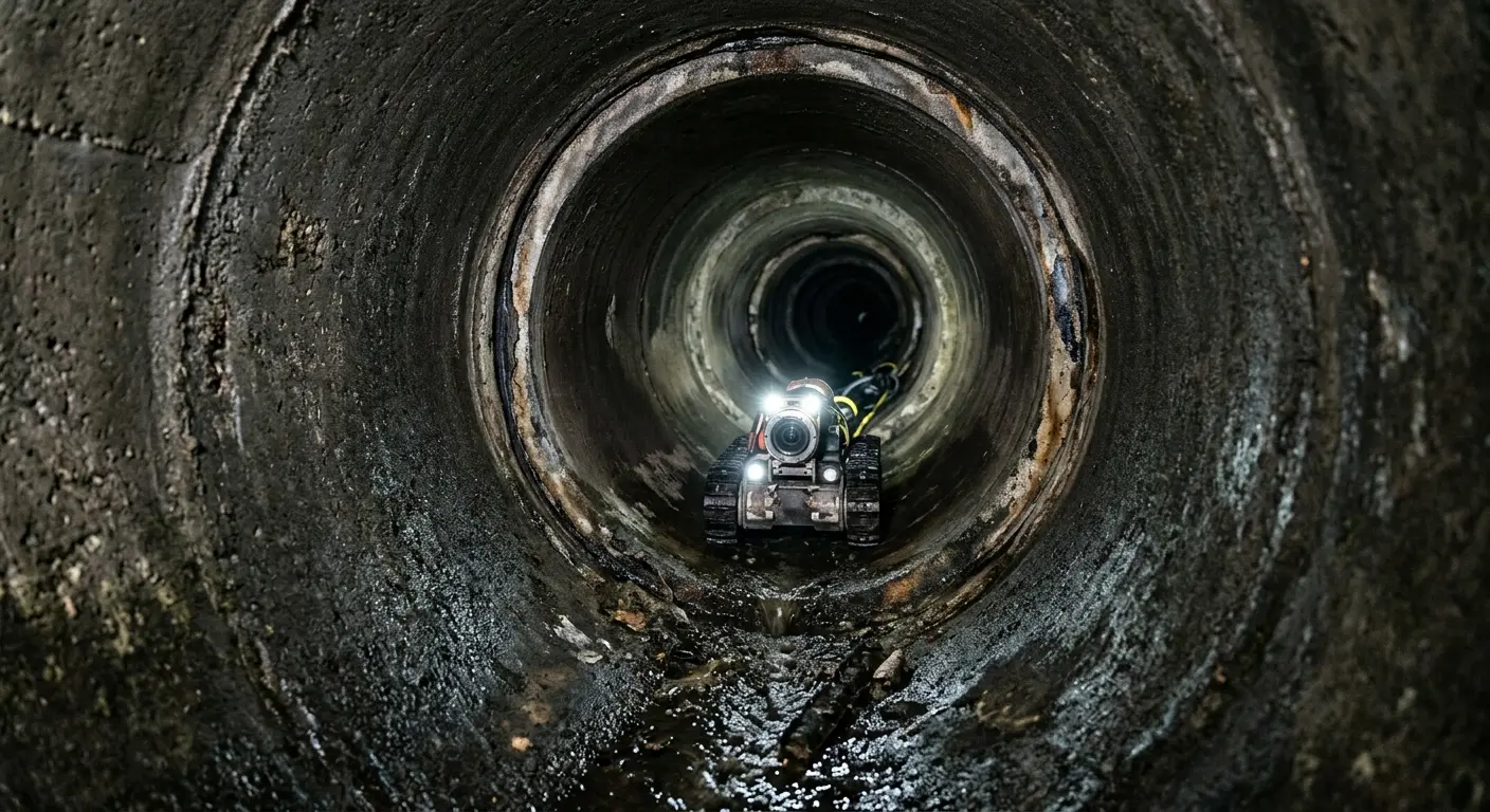 Robotic sewer camera inspecting pipe interior for Sewer Line Cleaning in Terre Haute